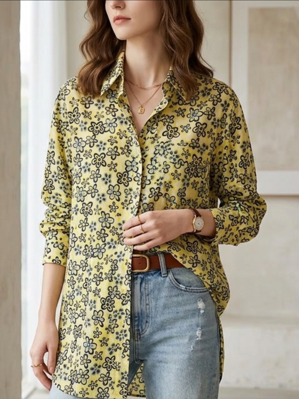 Marni Yellow Floral Button-Down Shirt